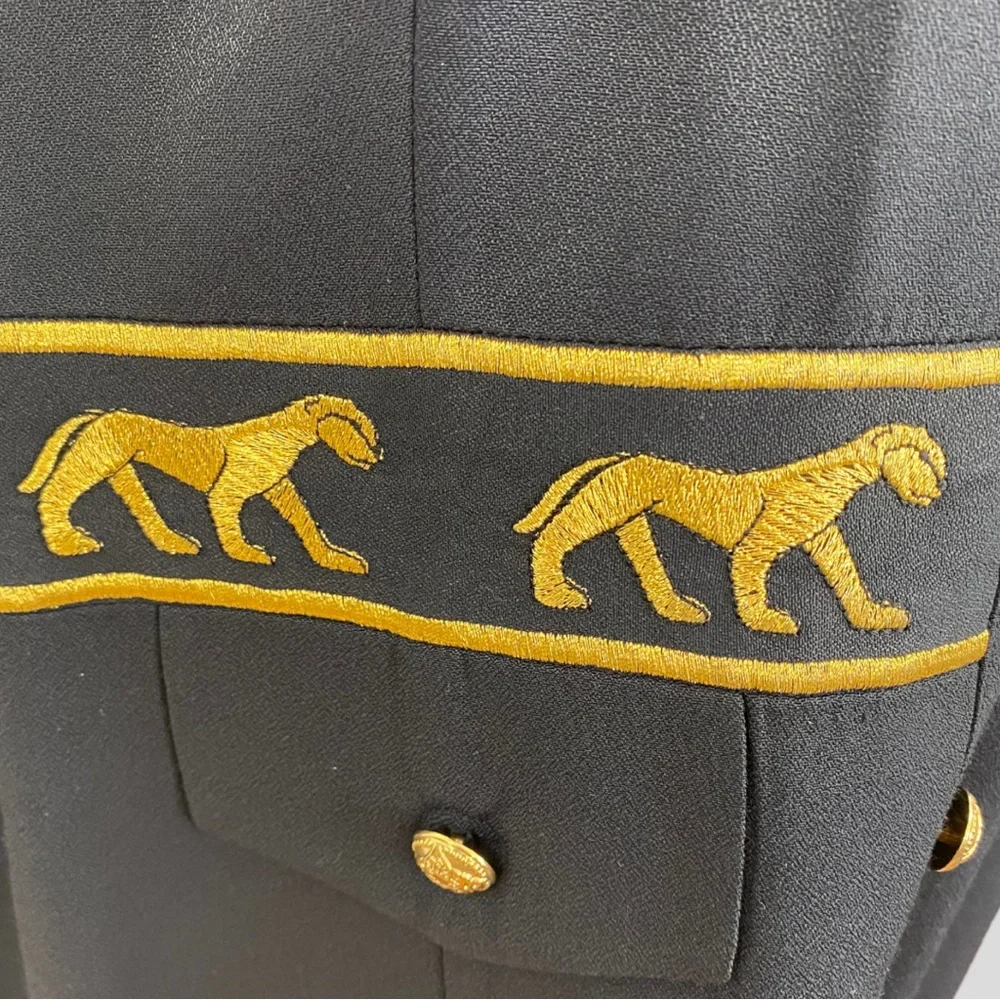 Vintage 90s R&M Richards by Karen Kwong Black Gold Panther Jacket - Picture 4 of 7
